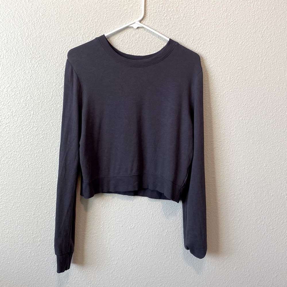 gray slightly cropped sweater